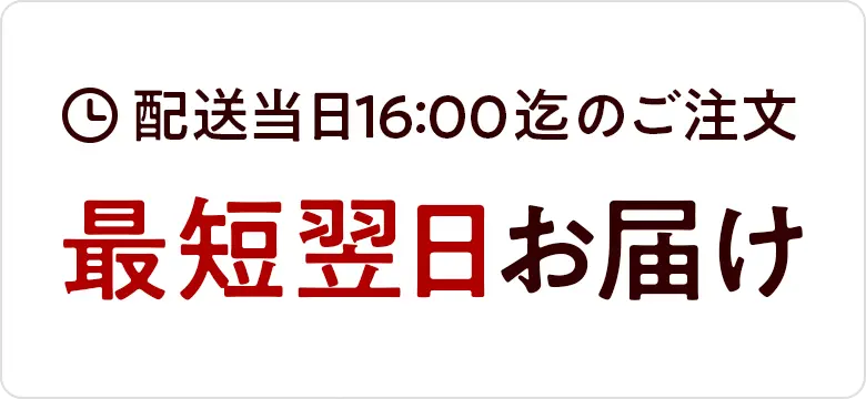 配送営業日16時までのご注文は即日出荷可能、最短翌日お届け