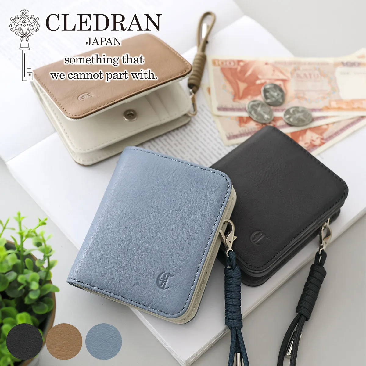 [ 2026年 春夏新作 ] CLEDRAN クレドラン RESI レジ 小銭入れ付き二つ折り財布 CR-CL3970