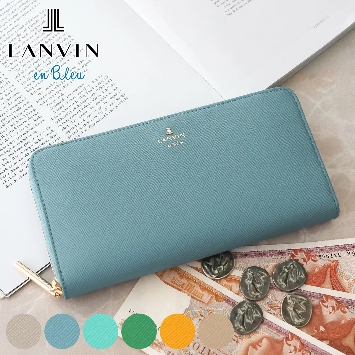 LANVIN en Bleu ランバン オン ブルー リュクサンブールカラー 小銭入れ付き長財布（ラウンドファスナー式 ） 481179