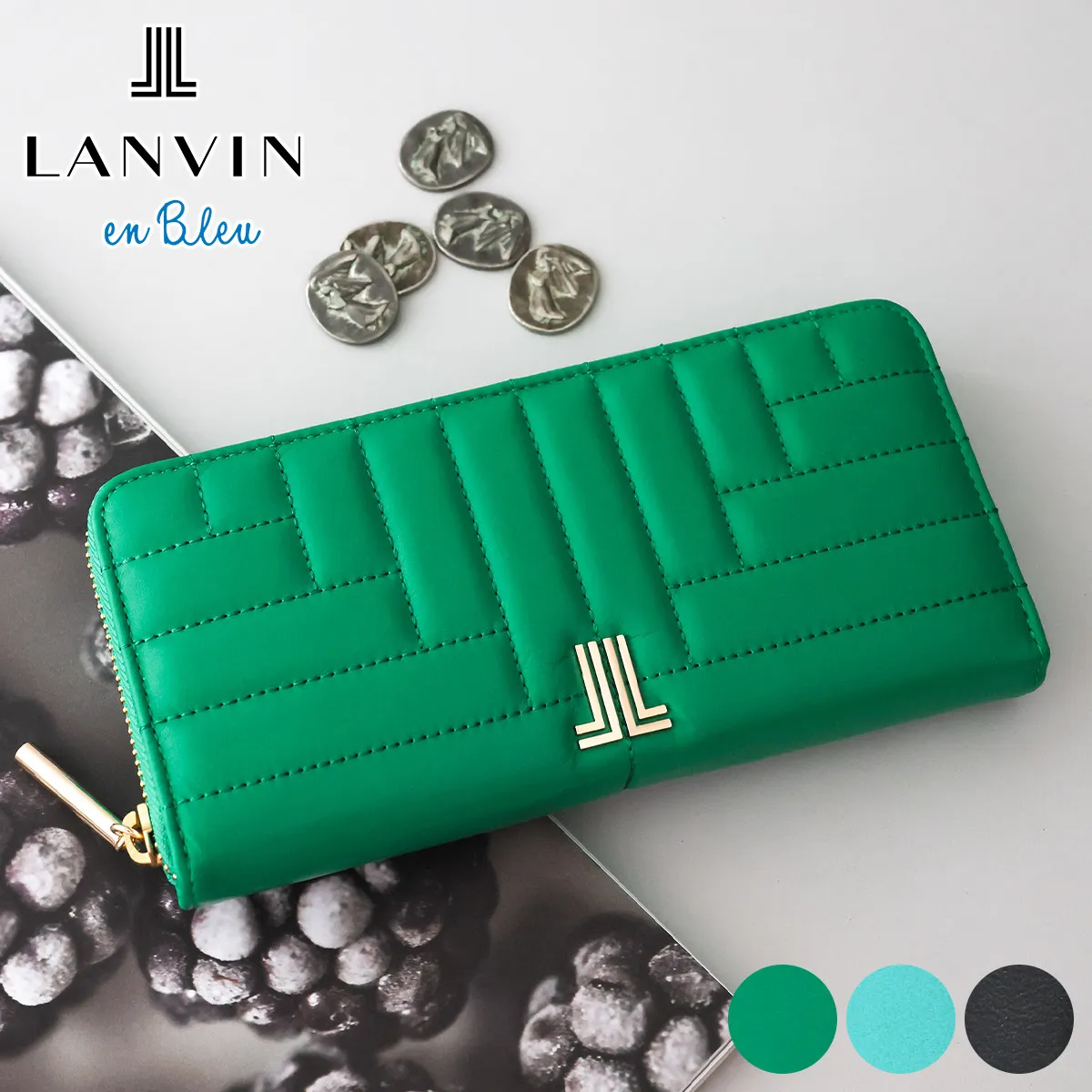 LANVIN en Bleu ランバン オン ブルー ベルシー 小銭入れ付き長財布（ラウンドファスナー式 ） 482660
