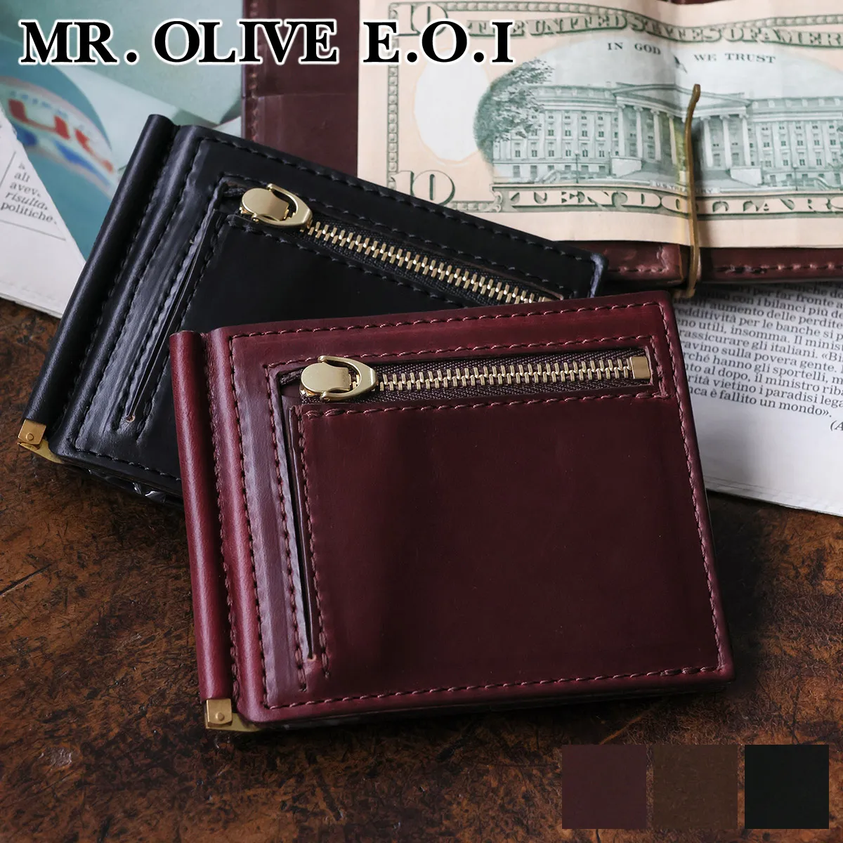 MR.OLIVE E.O.I ミスターオリーブ イーオーアイ HORWEEN CHROMEXCEL LEATHER ホーウィン クロムエクセルレザー MONEY CLIP WALLET ME113H