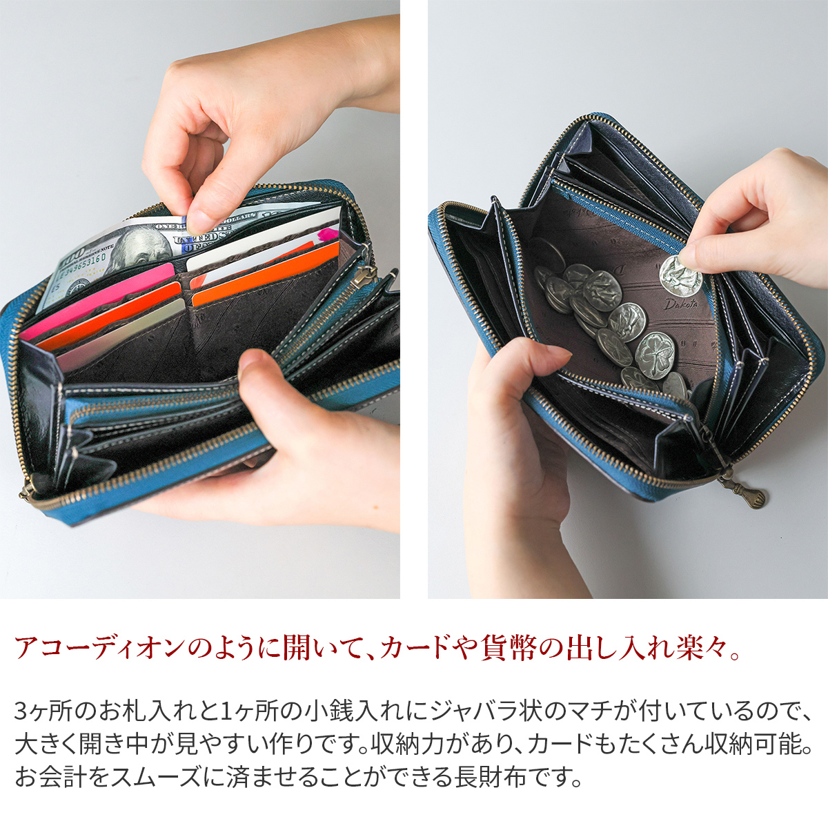 Dakota ダコタ フォンス 小銭入れ付き長財布（ラウンドファスナー式） 0035896