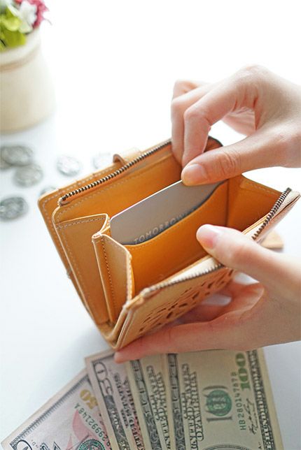 genten ゲンテン cut work カットワーク L字ファスナー 小銭入れ付き二つ折り財布 40601(31621)