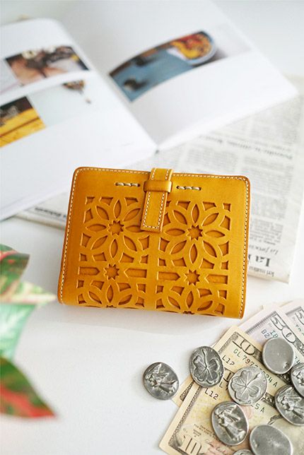 genten ゲンテン cut work カットワーク L字ファスナー 小銭入れ付き二つ折り財布 40601(31621)