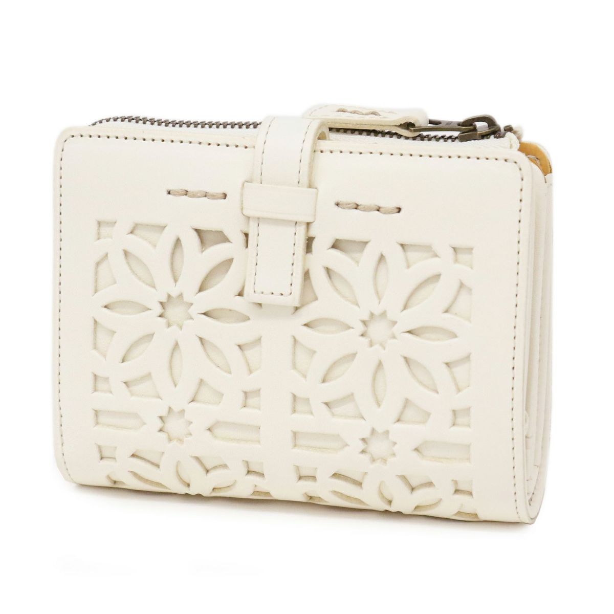 genten ゲンテン cut work カットワーク L字ファスナー 小銭入れ付き二つ折り財布 40601(31621)