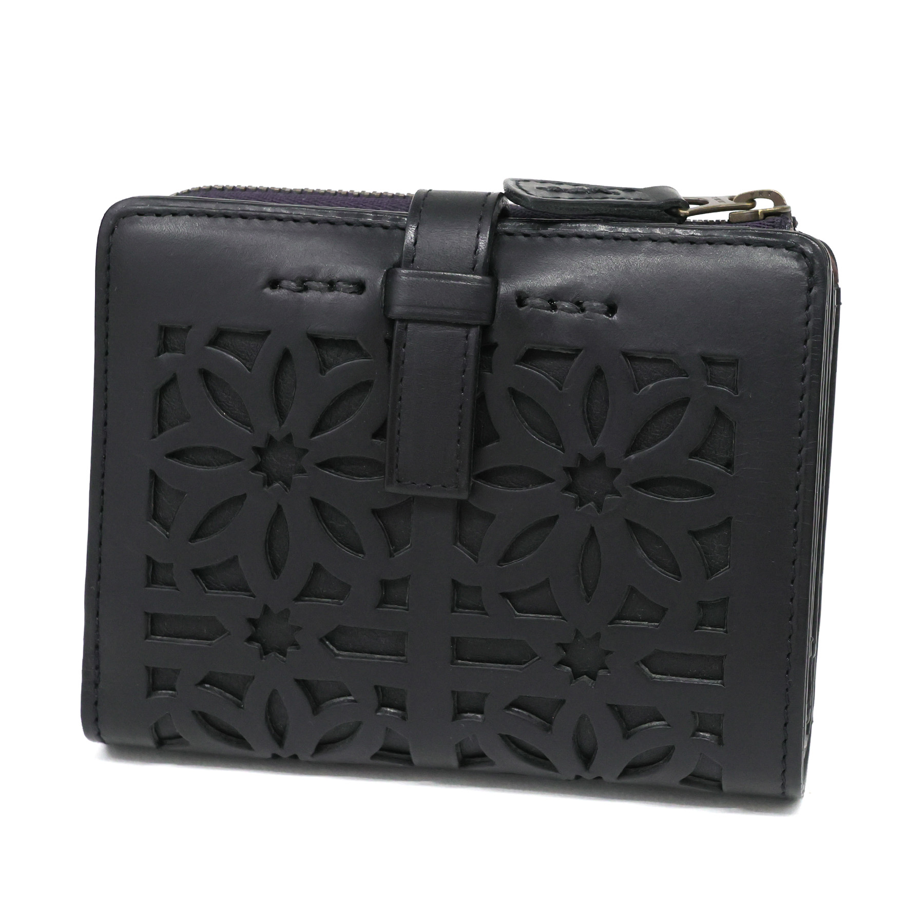 genten ゲンテン cut work カットワーク L字ファスナー 小銭入れ付き二つ折り財布 40601(31621)