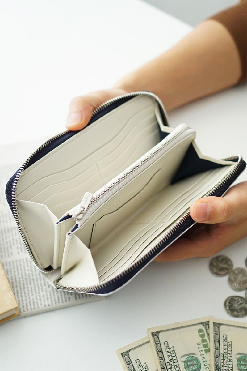 PELLE MORBIDA ペッレモルビダ Barca バルカ エンボスレザー ラウンドファスナー 小銭入れ付き 長財布 (中) PMO-BA311BI