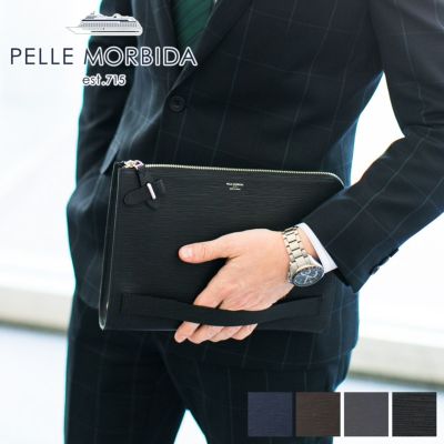 PELLE MORBIDA ペッレモルビダ Capitano キャピターノ エンボスレザー クラッチバッグ（M） PMO-CA205