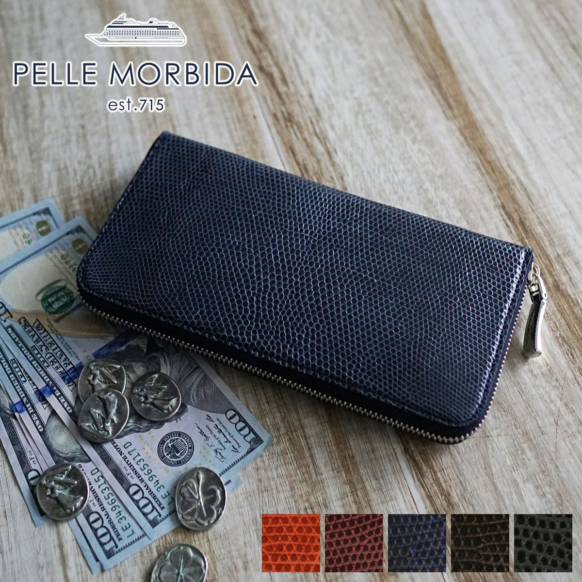 PELLE MORBIDA ペッレモルビダ Barca バルカ リザードレザー ラウンド 