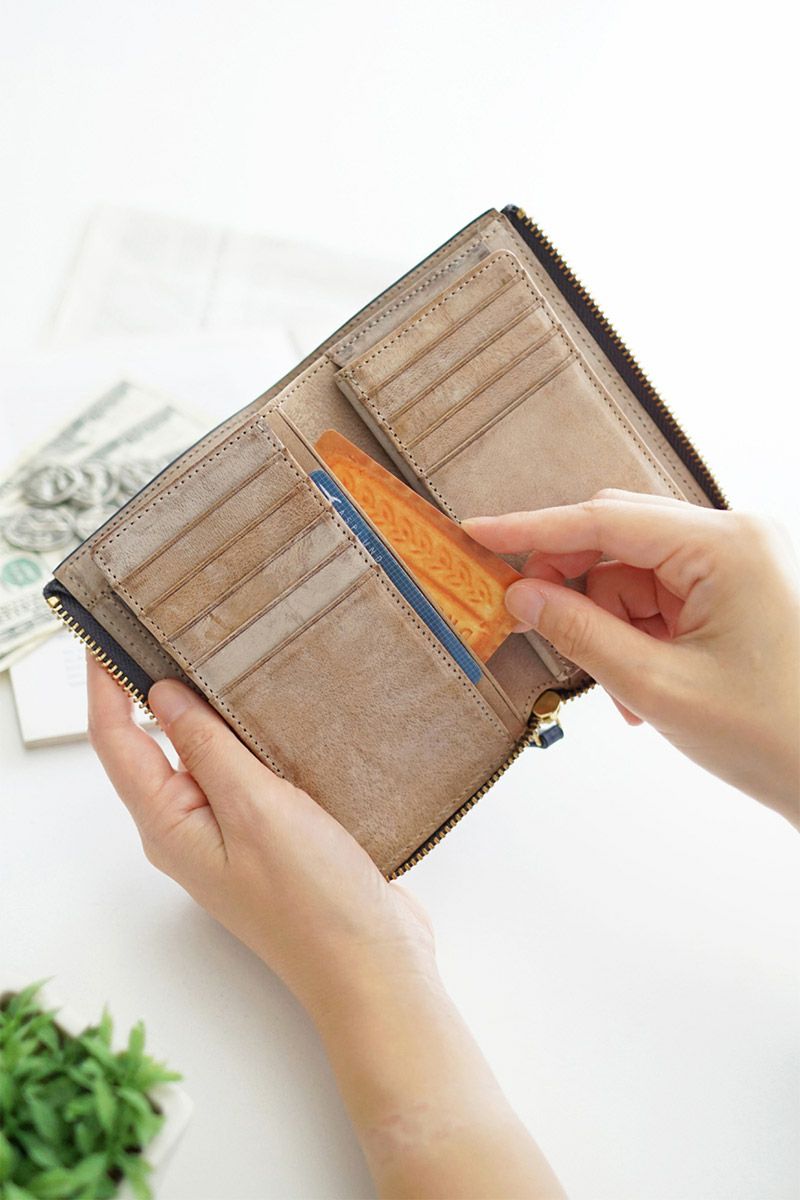 SEAGULL SHIP シーガルシップ ラペルラアズーラアラスカレザー 小銭入れ付きミニ財布（L字ファスナー） SZKM-34