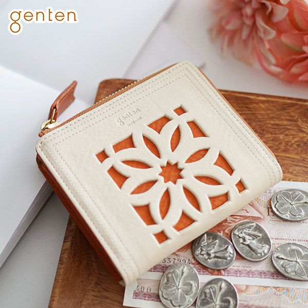 genten ゲンテン Comet cutwork（コメットカットワーク） ミニ財布（L字ファスナー式） 49252（43256）
