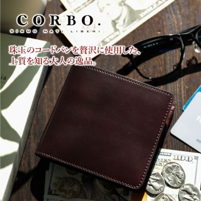 CORBO. コルボ -SLATE- Horween shell cordovan スレート ホーウィンシェルコードバン 小銭入れ付き二つ折り財布 1LL-1501