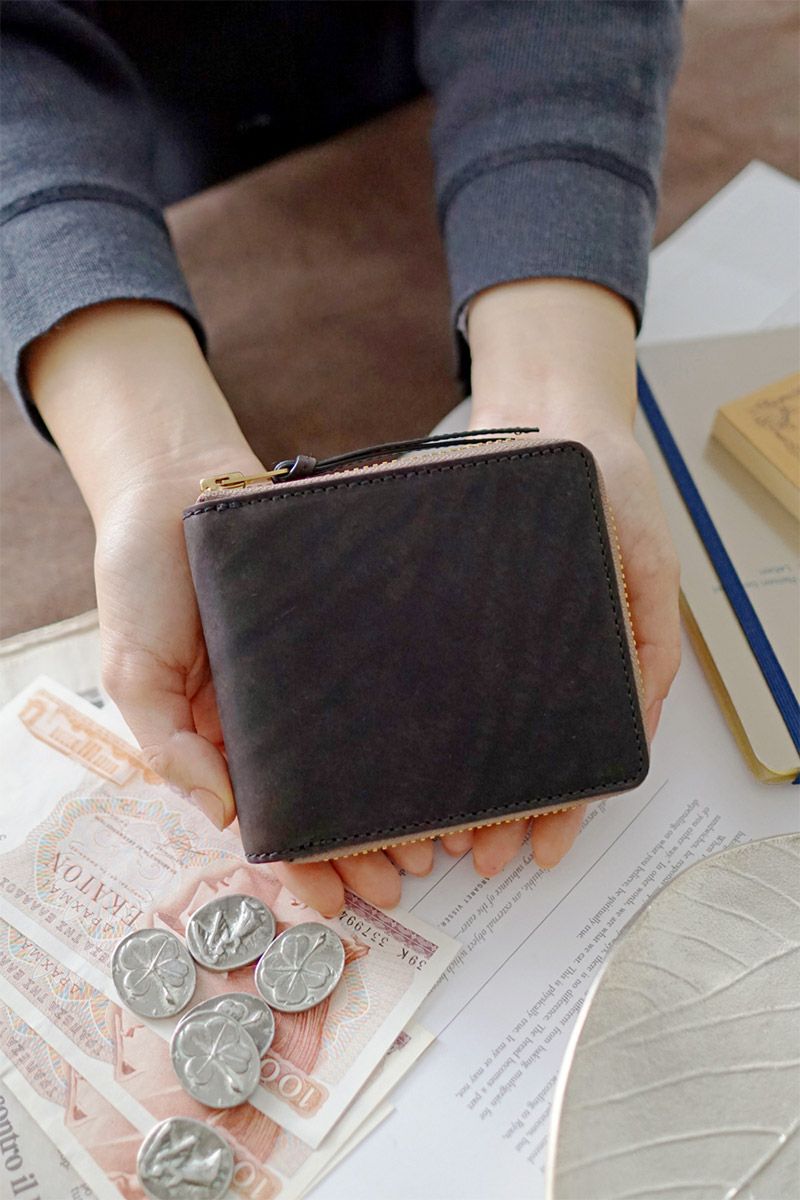 BAGGY'S ANNEX バギーズアネックス OILED CLASSIC 小銭入れ付き二つ折り財布（ラウンドファスナー式） LZKM-3002