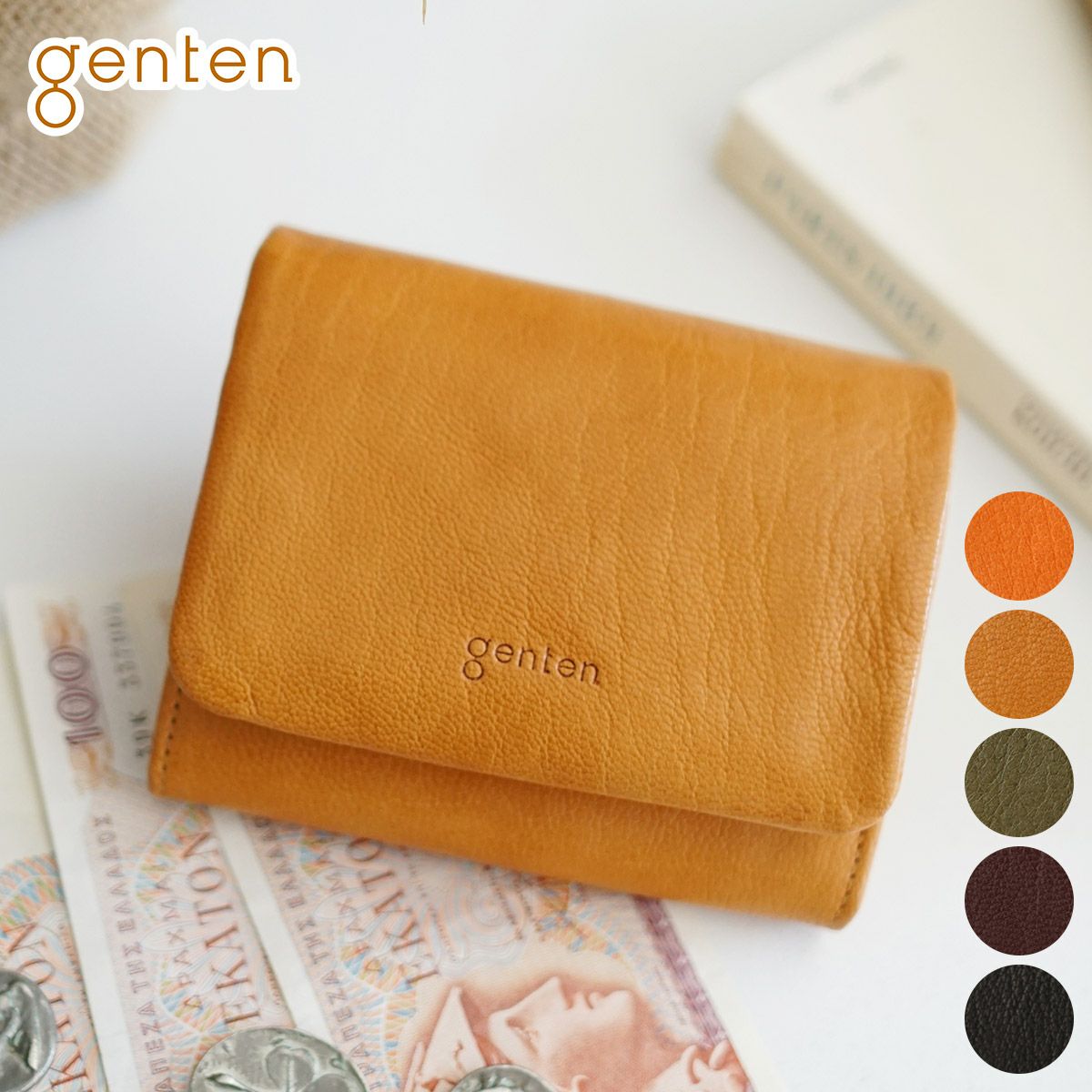 genten ゲンテン GOAT BASIC（ゴートベーシック） 小銭入れ付き二つ折り財布 43263