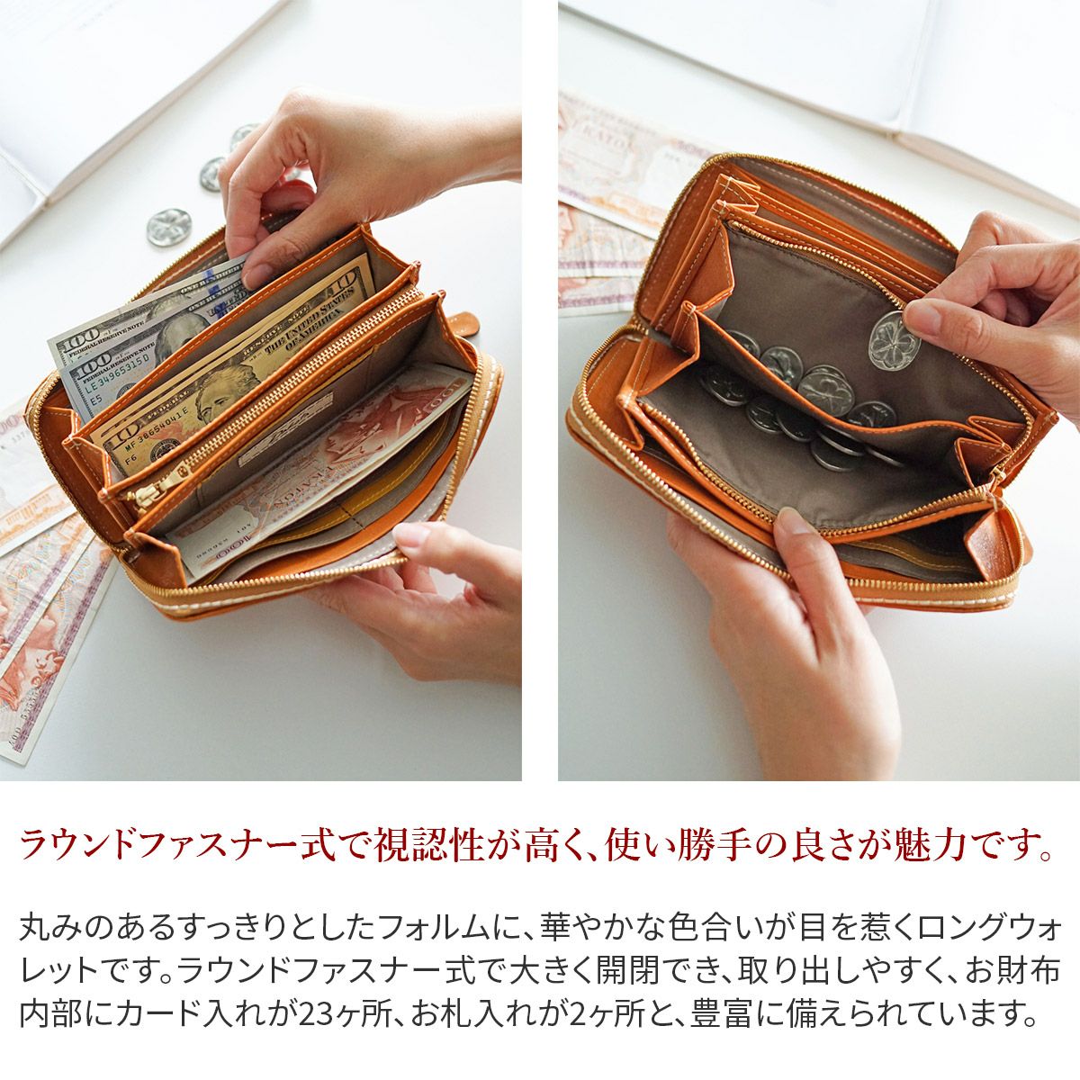 Dakota ダコタ イデーア 小銭入れ付き長財布 ラウンドファスナー式 0030182