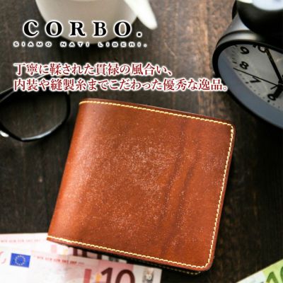 CORBO. コルボ full grain Bridle Leather フルグレイン ブライドルレザー 小銭入れ付き二つ折り財布 1LM-1601