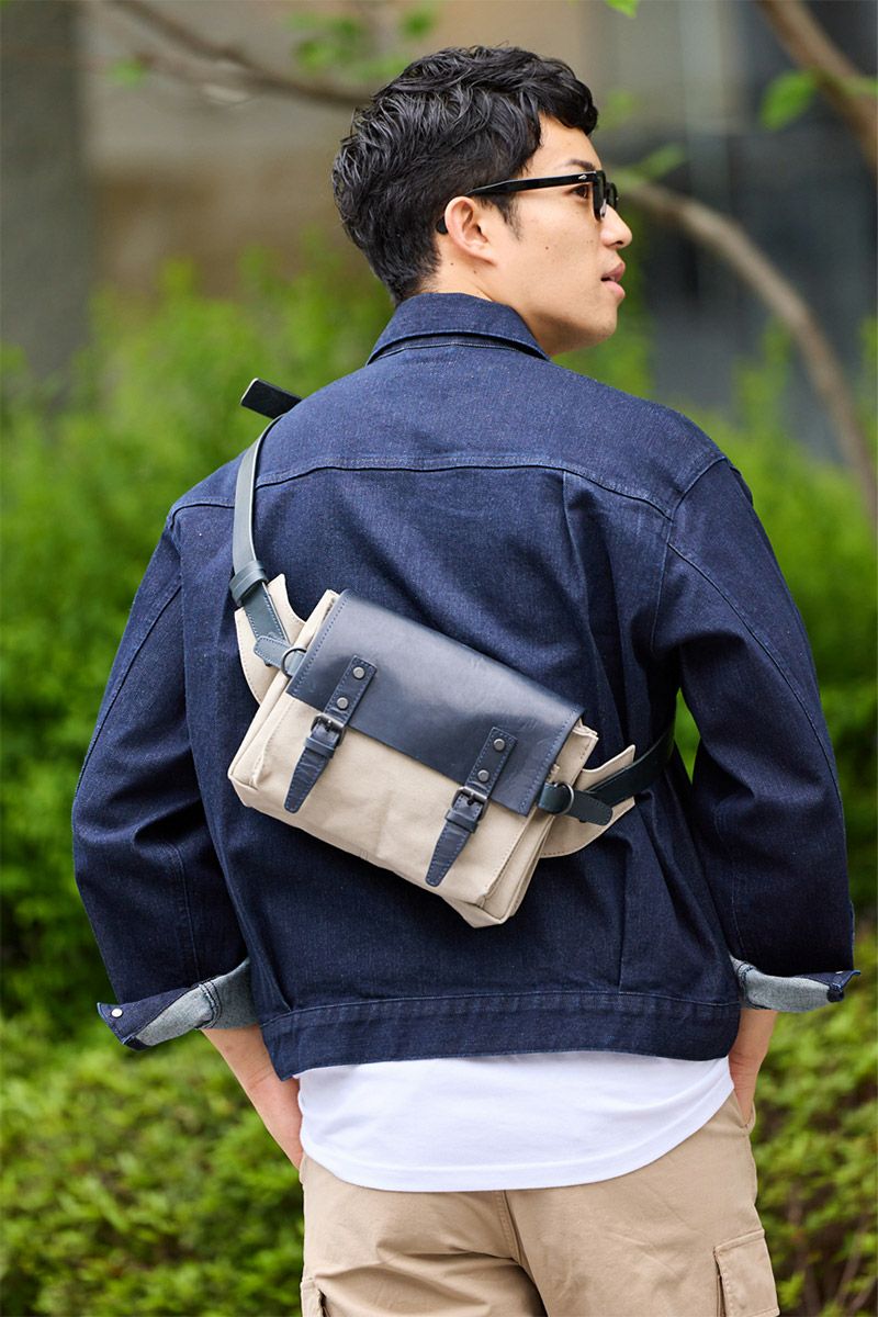 BAGGY PORT バギーポート ウォッシュ加工６号帆布×オイルレザー ボディバッグ SFG-210