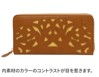 genten ゲンテン Garden cutwork ガーデンカットワーク 小銭入れ付き長財布（ラウンドファスナー式 ）43960