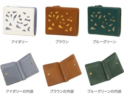 genten ゲンテン Garden cutwork ガーデンカットワーク 小銭入れ付き二つ折り財布 43961