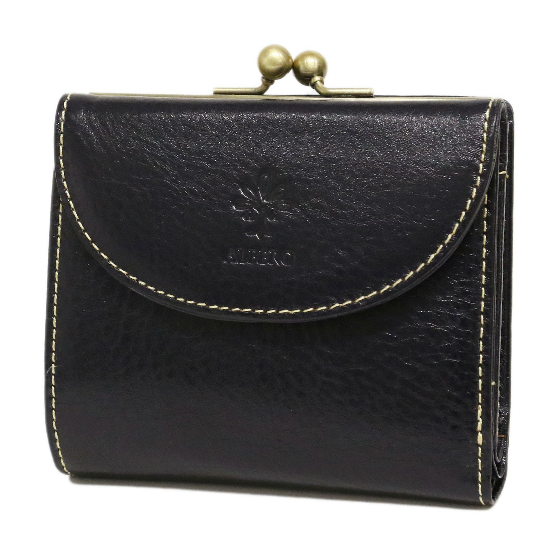アルベロ☆ ベレッタ がま口二つ折り財布 ネイビー ALBERO アルベロ BERRETTA ベレッタ 小銭入れ付き二つ折り財布 5543