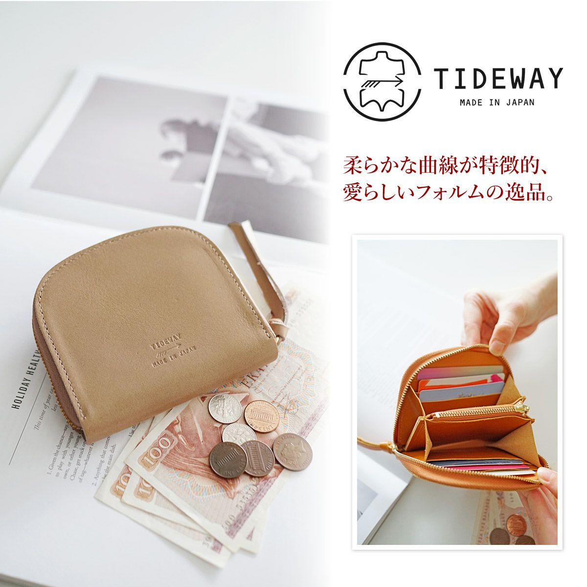 TIDEWAY タイドウェイ LIGHT LEATHER ライトレザー ROUND WALLET M T2839
