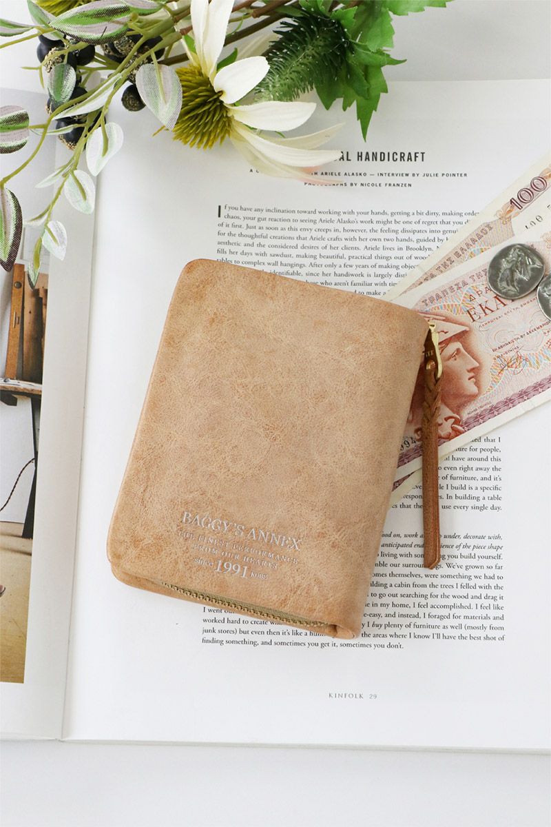 BAGGY'S ANNEX バギーズアネックス FOG leather (フォグレザー) 小銭入れ付き二つ折り財布（ラウンドファスナー式 ）LZYS-7001