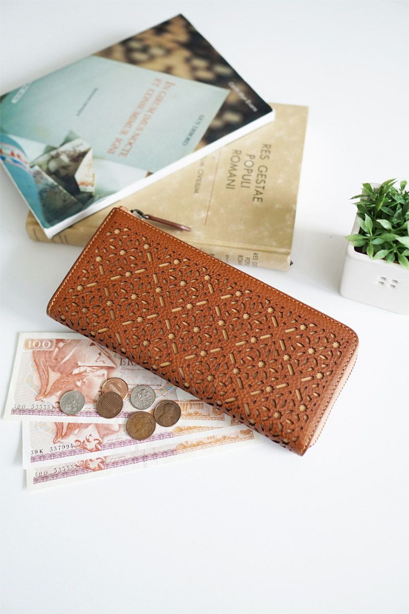 genten ゲンテン Dia cut work ダイヤカットワーク 小銭入れ付き長財布（L字ファスナー式） 43985