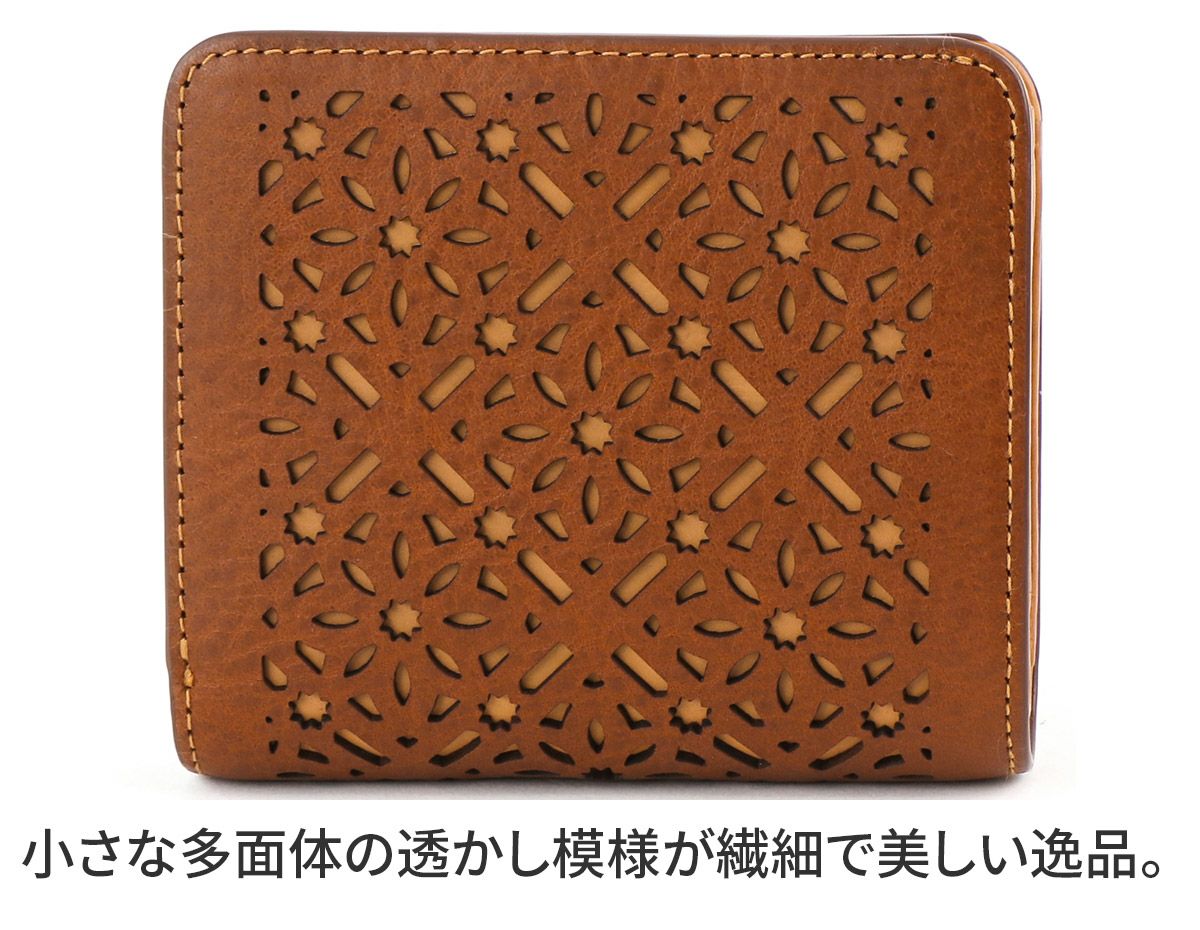 genten ゲンテン Dia cut work ダイヤカットワーク 小銭入れ付き二つ折り財布 43987