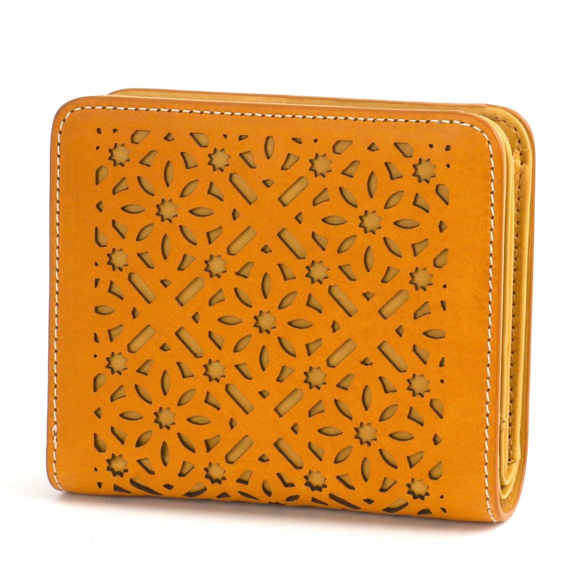 genten ゲンテン Dia cut work ダイヤカットワーク 小銭入れ付き二つ折り財布 43987