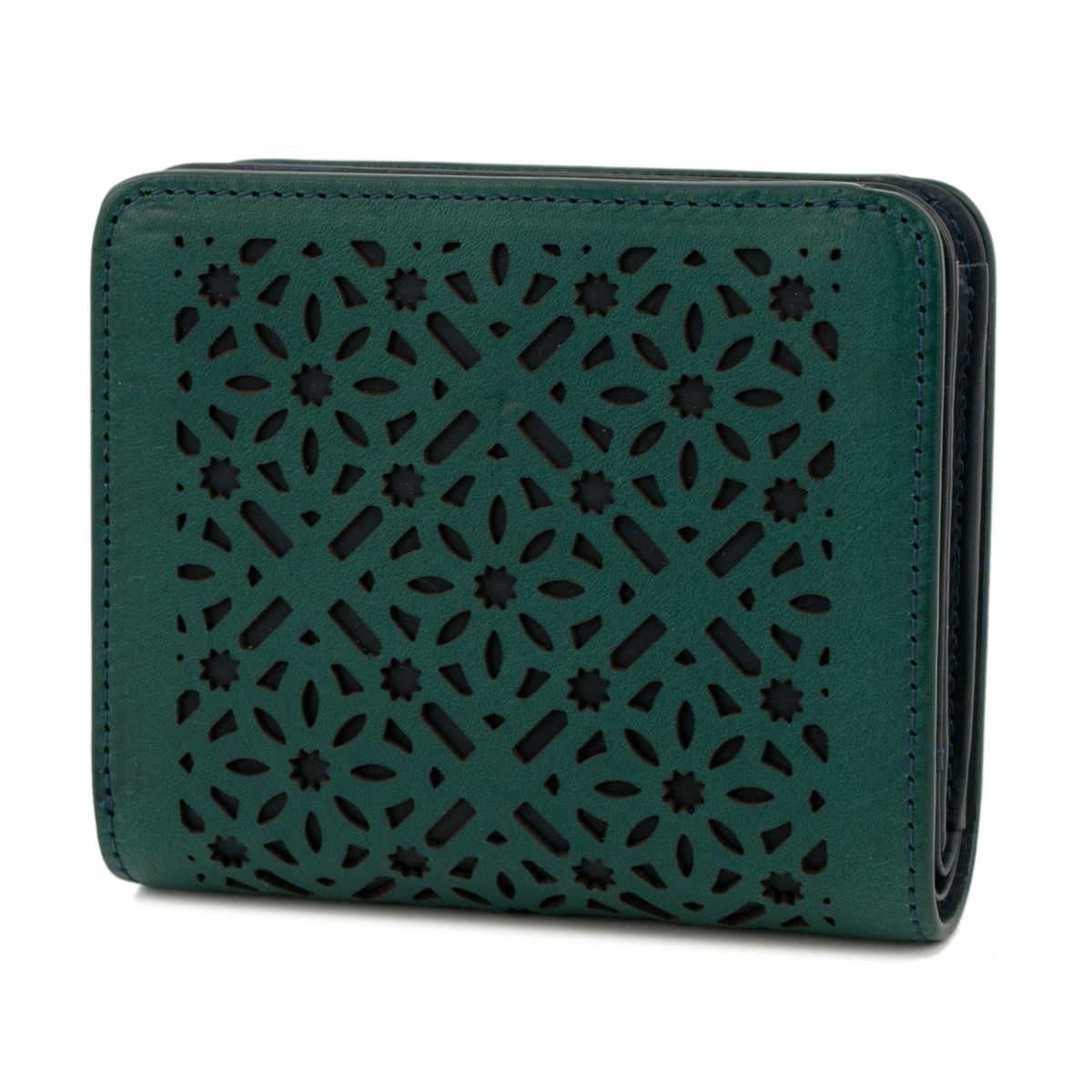 genten ゲンテン Dia cut work ダイヤカットワーク 小銭入れ付き二つ折り財布 43987