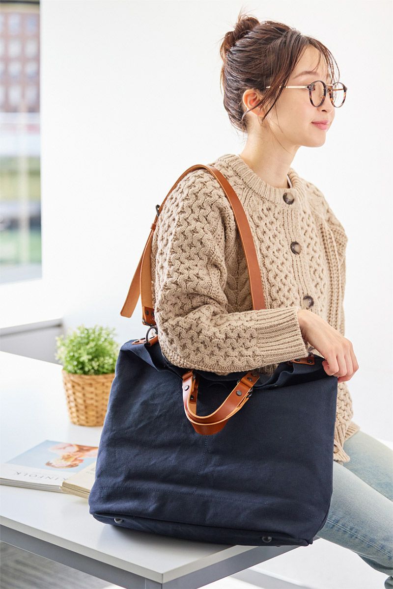 BAGGY PORT バギーポート ウォッシュ加工６号帆布×オイルレザー 2WAYトートバッグ KBS-428