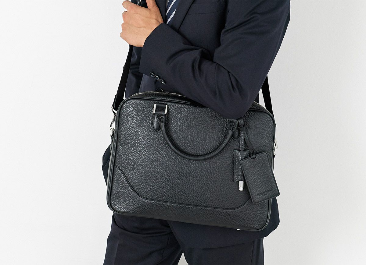 PELLE MORBIDA ペッレモルビダ Maiden Voyage メイデン ボヤージュ シュリンクレザー ブリーフバッグ 1室タイプ ショルダーベルト付属 PMO-MB077