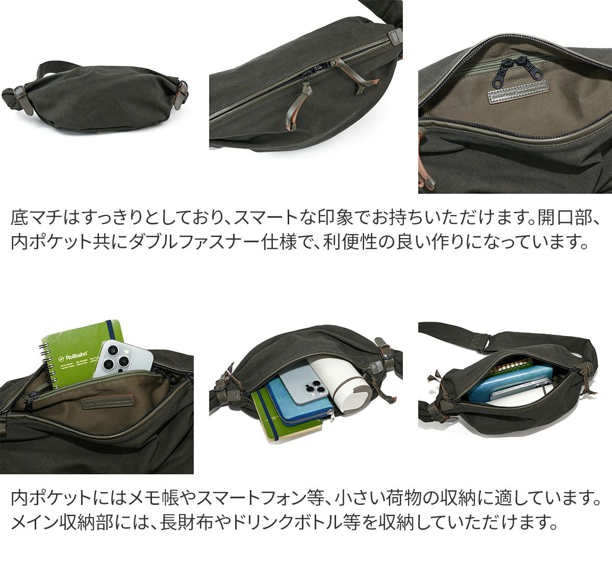 BAGGY PORT バギーポート 黒さび染め帆布 スリングバッグ GRN-9600