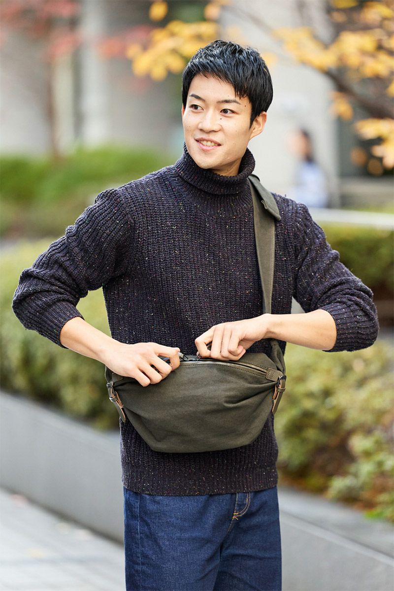 BAGGY PORT バギーポート 黒さび染め帆布 スリングバッグ GRN-9600