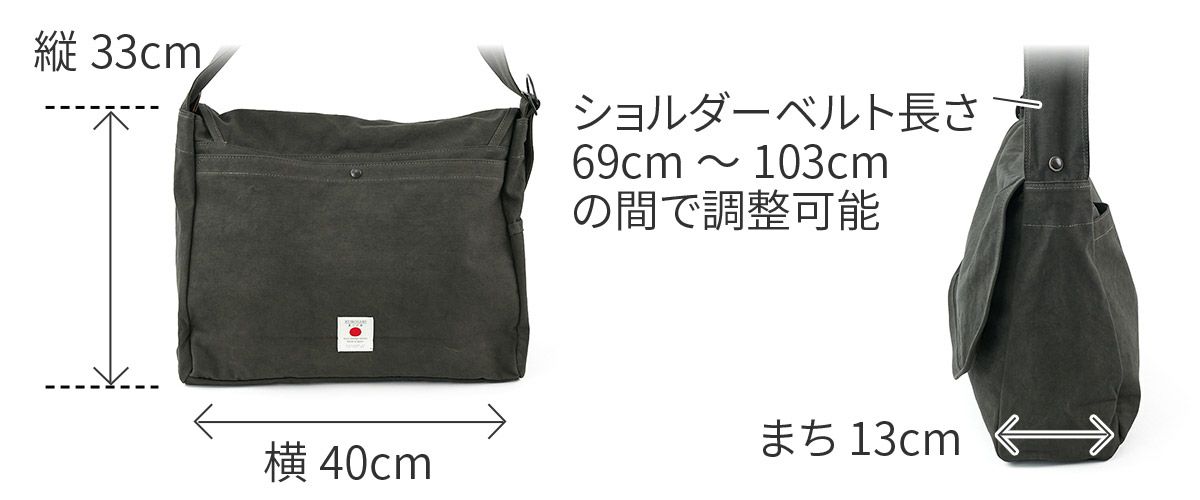 BAGGY PORT バギーポート 黒さび染め帆布 ショルダーバッグ GRN-9602