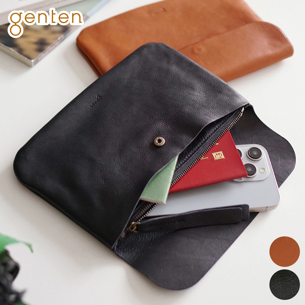 genten ゲンテン サスティナブル巾着 貴重品ポーチ 43728