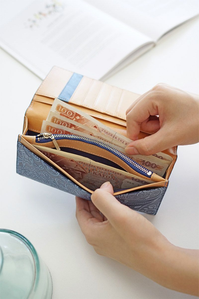 BAGGY PORT バギーポート KOI コーアイ 藍染型押 ペイズリー 小銭入れ付き長財布 ZYS-190