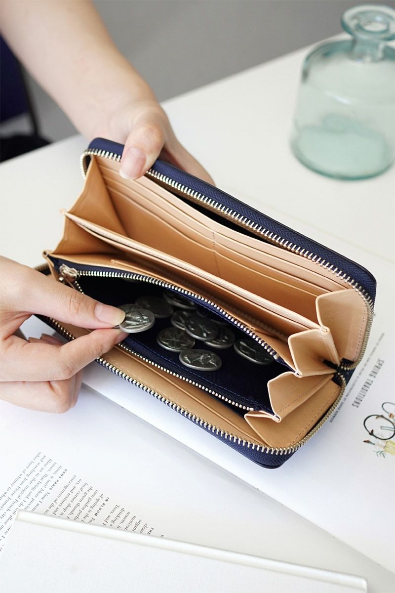 BAGGY PORT バギーポート KOI コーアイ 藍染型押 ペイズリー 小銭入れ付き長財布（ラウンドファスナー式 ）ZYS-197