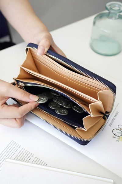 BAGGY PORT バギーポート KOI コーアイ 藍染型押 ペイズリー 小銭入れ付き長財布（ラウンドファスナー式 ）ZYS-197