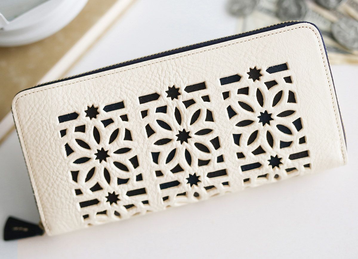 genten ゲンテン cut work カットワーク 小銭入れ付き長財布（ラウンドファスナー式 ） 49493(42191)