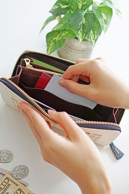 genten ゲンテン cut work カットワーク 小銭入れ付き長財布（ラウンドファスナー式 ） 49493(42191)