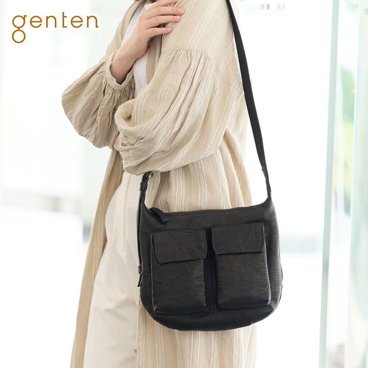 genten ゲンテン ゴートシュリンク ショルダーバッグ 44637