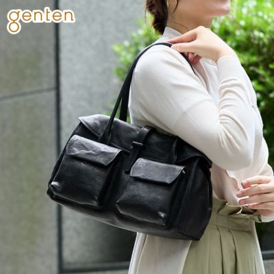 genten ゲンテン ゴートシュリンク かぶせ付きトートバッグ 44636