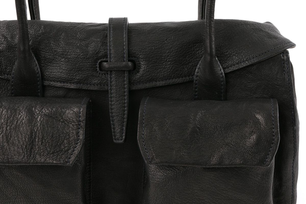 genten ゲンテン ゴートシュリンク かぶせ付きトートバッグ 44636