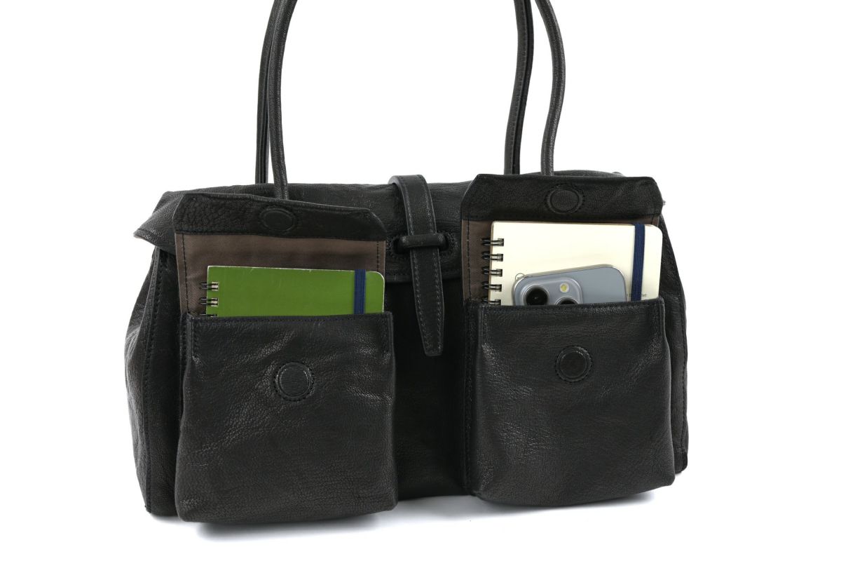 genten ゲンテン ゴートシュリンク かぶせ付きトートバッグ 44636