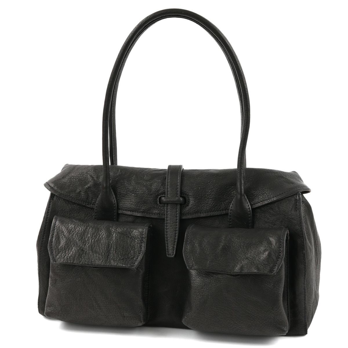 genten ゲンテン ゴートシュリンク かぶせ付きトートバッグ 44636