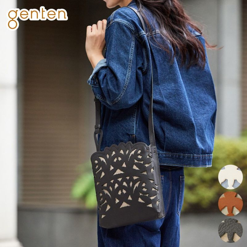 genten ゲンテン Garden cutwork ガーデンカットワーク ショルダーバッグ 43952