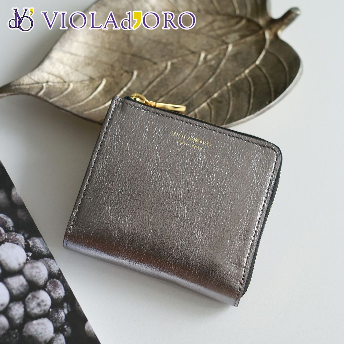 VIOLAd'ORO ヴィオラドーロ PORTA ポルタ 二つ折りL字型財布 V-5063