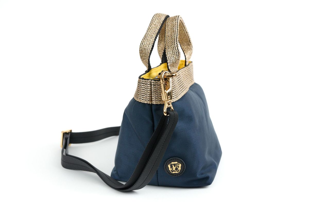 VIOLAd'ORO ヴィオラドーロ GINO ジーノ ナイロン×ゴールドテープトートバッグS V-2036