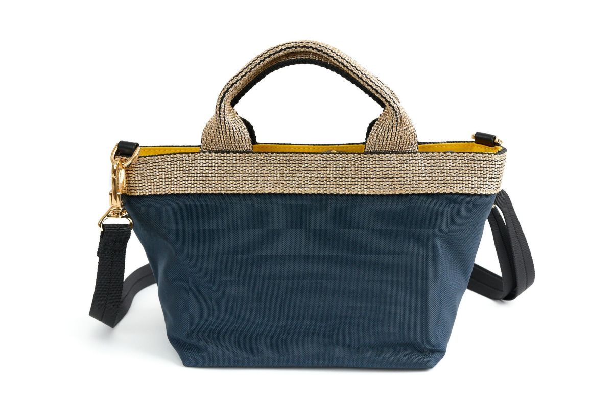 VIOLAd'ORO ヴィオラドーロ GINO ジーノ ナイロン×ゴールドテープトートバッグS V-2036